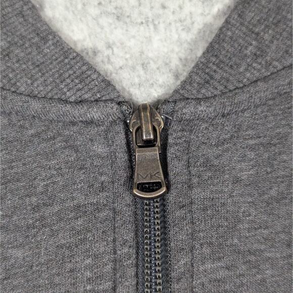 Michael Kors Track Jacket Mens Small Full Zip Gray Navy White Knit Bomber Stripe - Picture 5 of 12